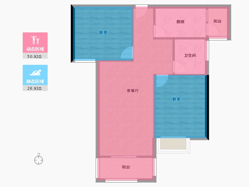 云南省-昆明市-中铁·时代央著-70.67-户型库-动静分区