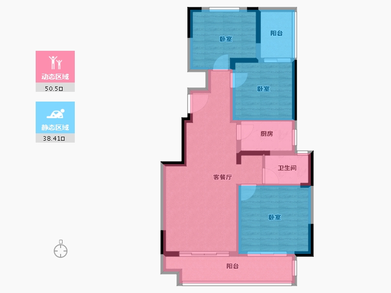 河南省-郑州市-润泓·东榕府-79.07-户型库-动静分区