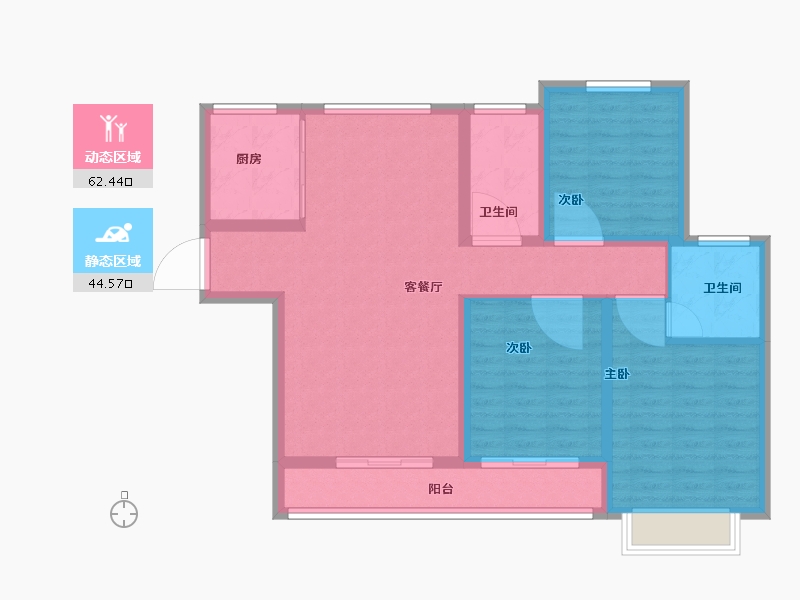 陕西省-咸阳市-银河·悦府-96.00-户型库-动静分区