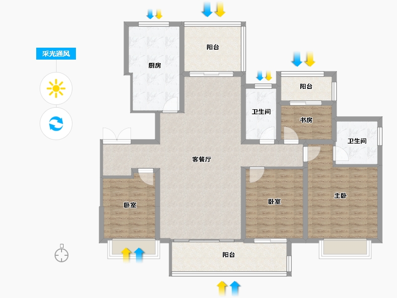 湖南省-长沙市-长交雅筑-129.25-户型库-采光通风