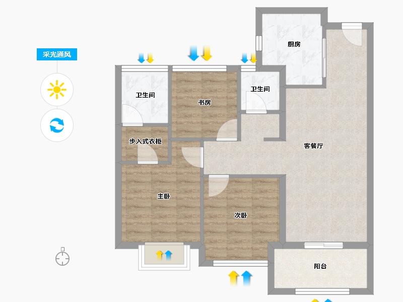 福建省-福州市-水晶榕著-73.31-户型库-采光通风