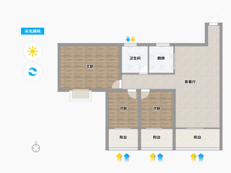 广东省-深圳市-左庭右院(南区)-103.82-户型库-采光通风