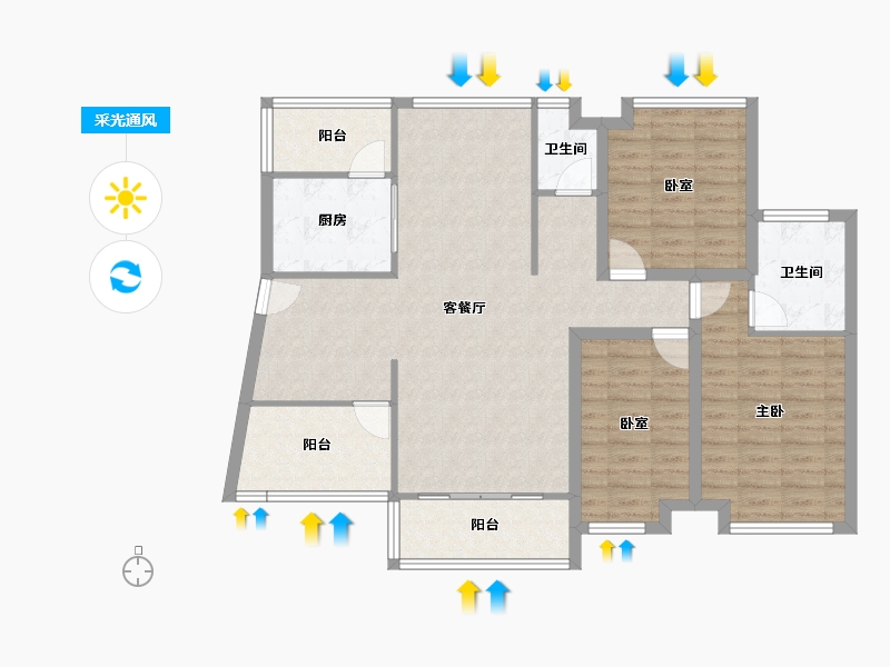 广东省-深圳市-香莎公馆-105.90-户型库-采光通风