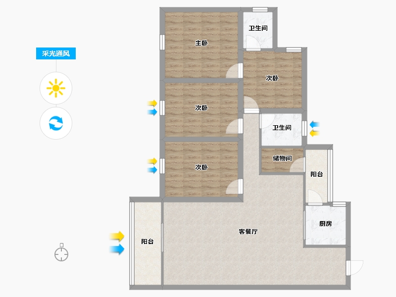 广东省-深圳市-鸿景园-113.58-户型库-采光通风