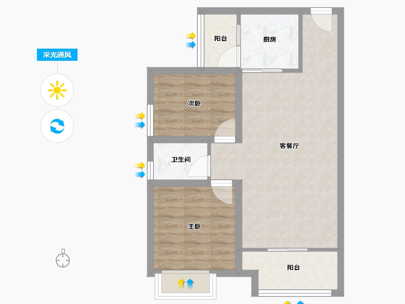 广东省-深圳市-大冲城市花园-58.99-户型库-采光通风