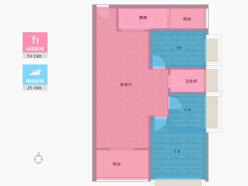 广东省-深圳市-合正锦湖逸园-66.97-户型库-动静分区