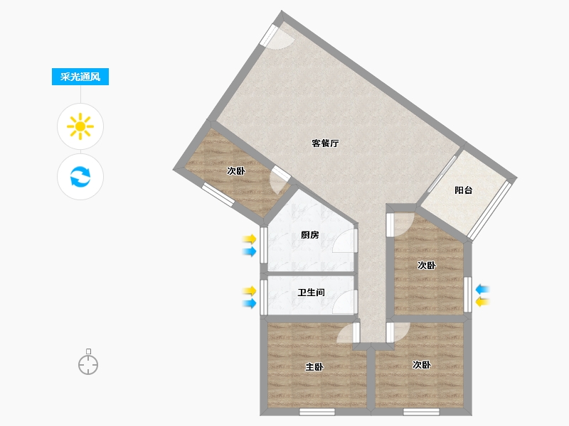 广东省-深圳市-金丽豪苑-74.70-户型库-采光通风