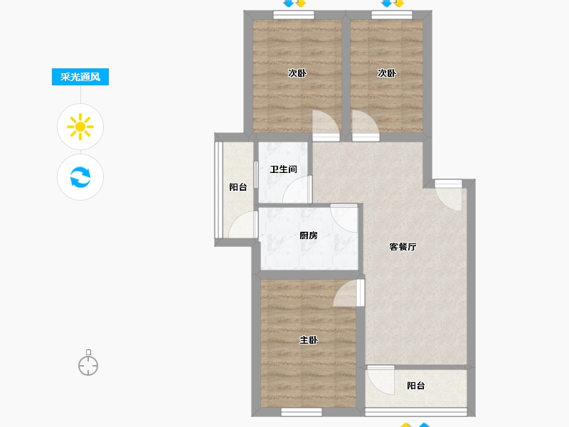 广东省-深圳市-田苑小区-60.47-户型库-采光通风