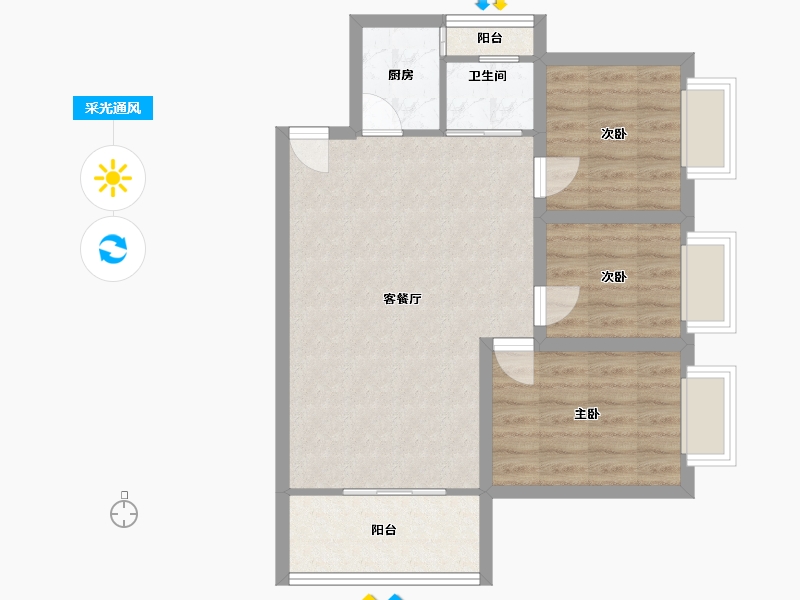 广东省-深圳市-鸿洲新都-67.04-户型库-采光通风