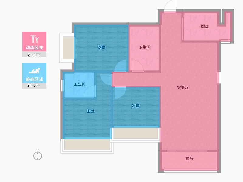 陕西省-西安市-振华城-74.86-户型库-动静分区