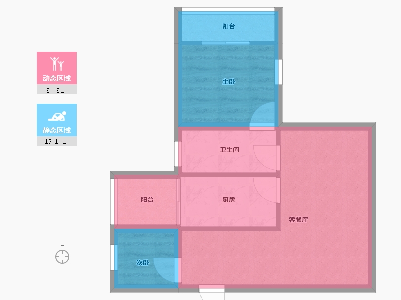 广东省-深圳市-粤海花园-43.43-户型库-动静分区