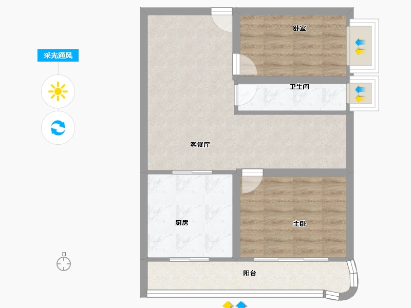 广东省-深圳市-庐山花园-56.80-户型库-采光通风