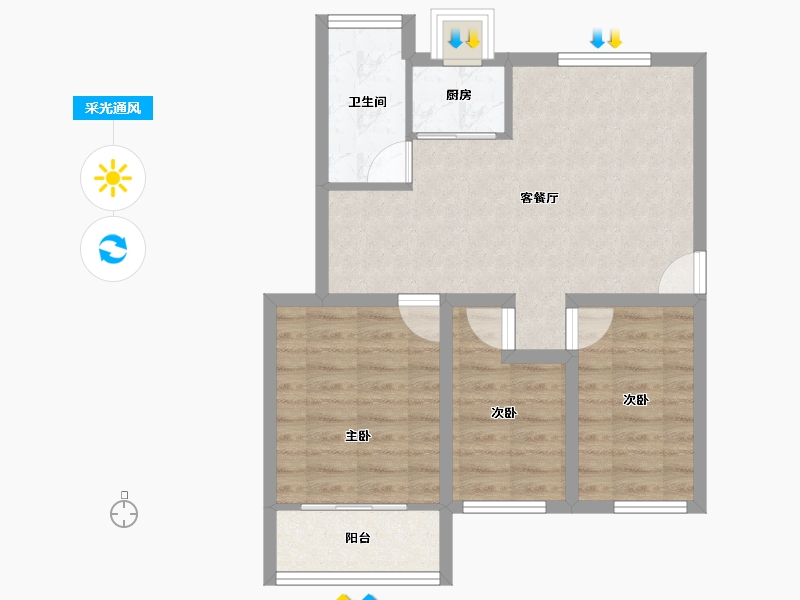 广东省-深圳市-贝丽花园-62.42-户型库-采光通风