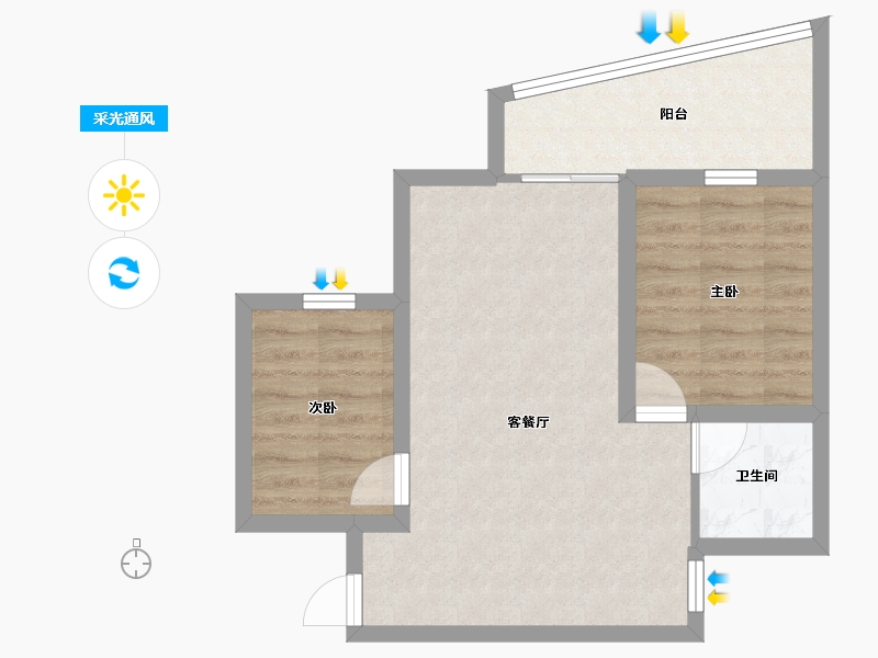 广东省-深圳市-翠拥华庭-53.84-户型库-采光通风