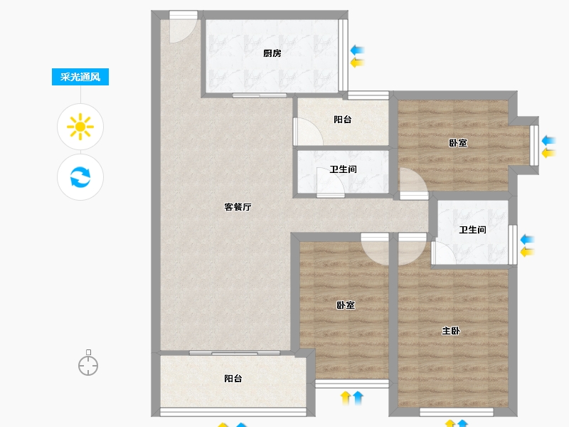 广东省-深圳市-大冲城市花园-88.49-户型库-采光通风