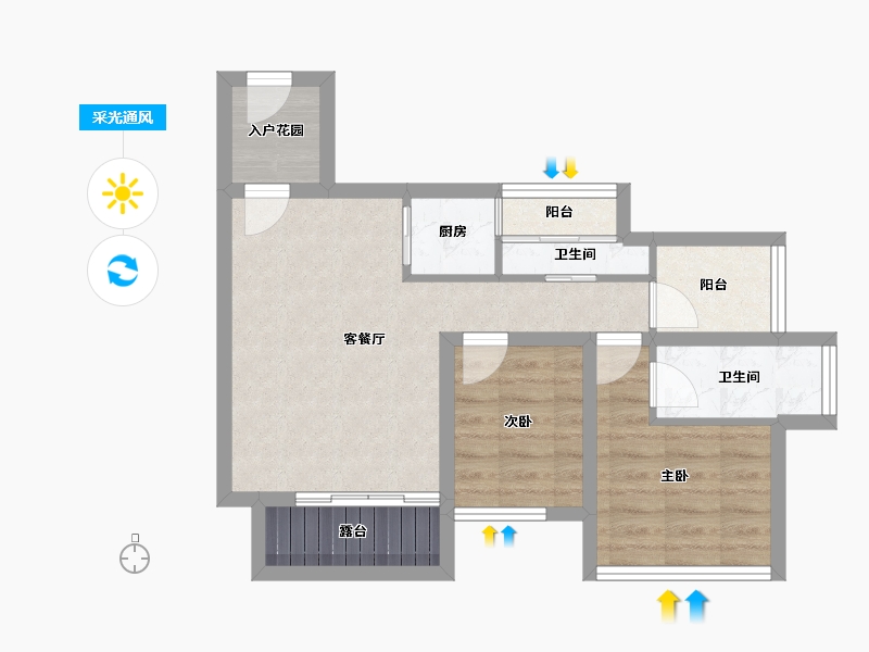 广东省-深圳市-棕榈堡花园-55.87-户型库-采光通风