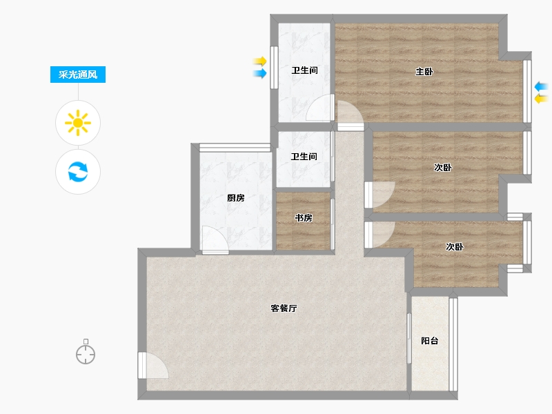 广东省-深圳市-美荔园-87.56-户型库-采光通风