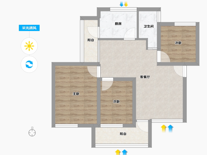 广东省-深圳市-马古岭小区-61.69-户型库-采光通风