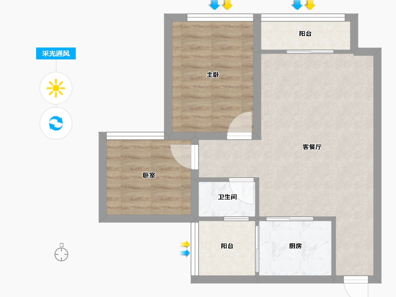 广东省-深圳市-友邻公寓-52.73-户型库-采光通风