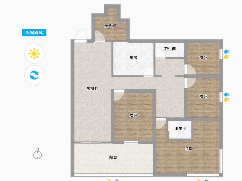 广东省-深圳市-鸿翔花园-109.17-户型库-采光通风