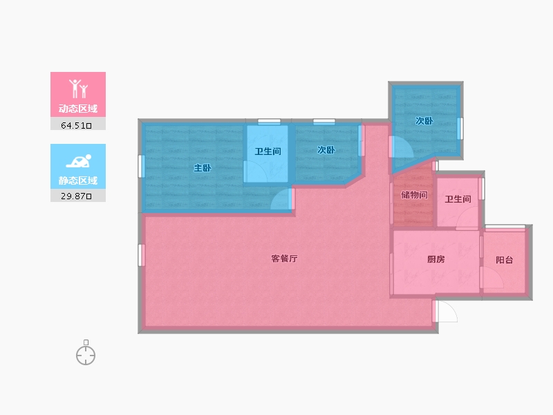 广东省-深圳市-百仕达花园(一期)-84.51-户型库-动静分区