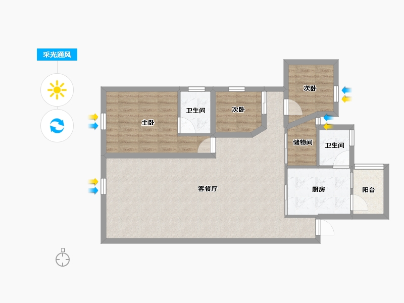 广东省-深圳市-百仕达花园(一期)-84.51-户型库-采光通风