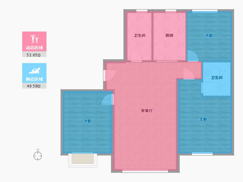 辽宁省-锦州市-九华山三号院-102.49-户型库-动静分区