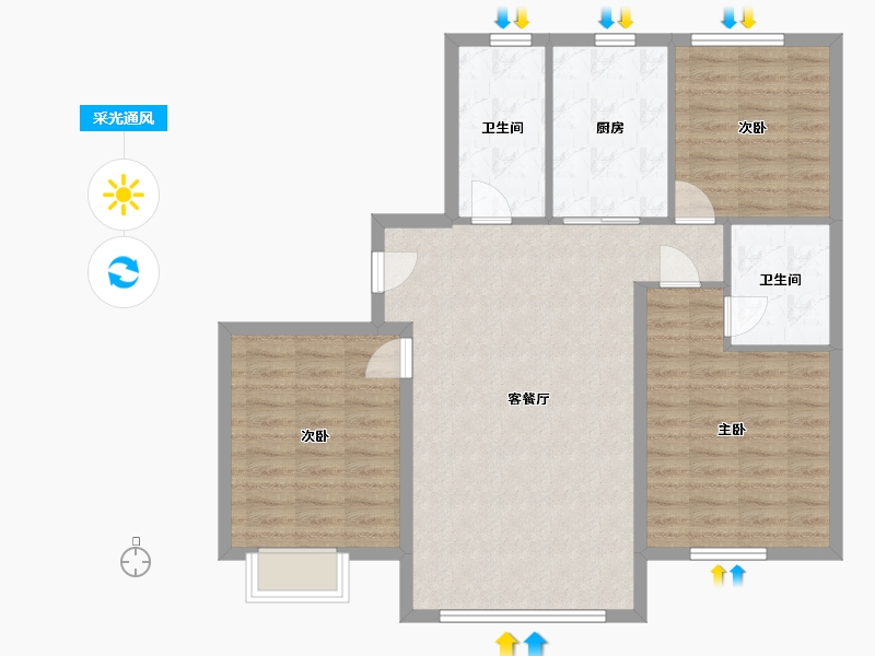 辽宁省-锦州市-九华山三号院-102.49-户型库-采光通风