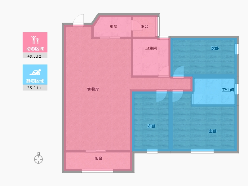 广东省-深圳市-田心庆云花园-74.99-户型库-动静分区