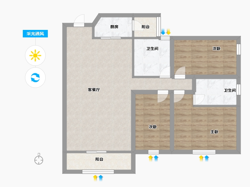 广东省-深圳市-田心庆云花园-74.99-户型库-采光通风