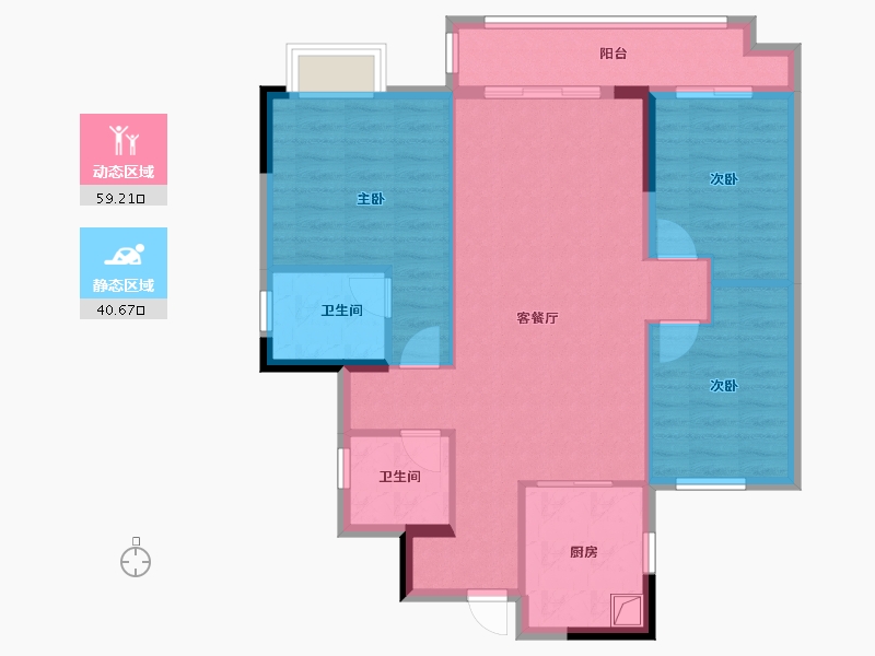 海南省-三亚市-中交海棠仕家-93.60-户型库-动静分区