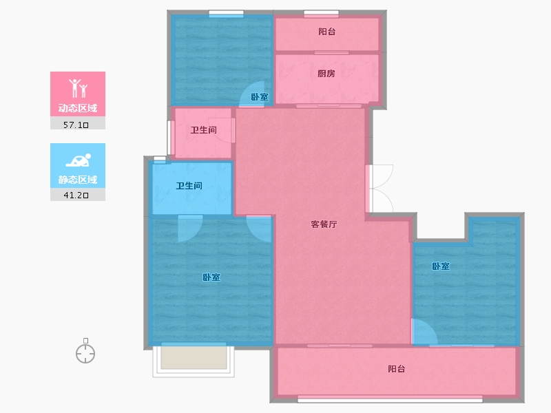 河南省-郑州市-保亿·豫景晨园-89.85-户型库-动静分区