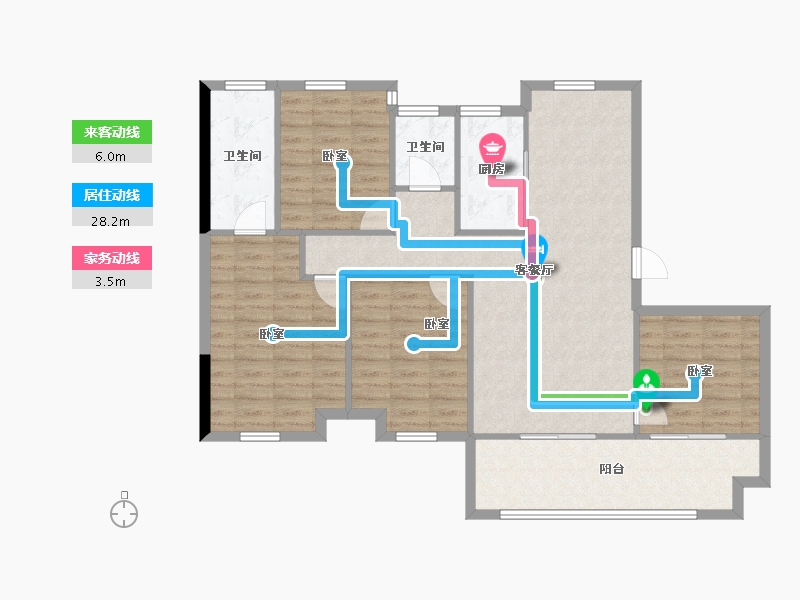 福建省-福州市-龙湖迪鑫紫宸府-104.78-户型库-动静线