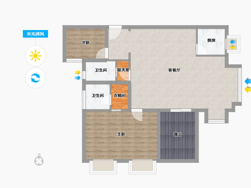 广东省-深圳市-长丰苑-89.07-户型库-采光通风