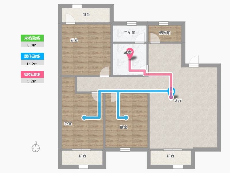 广东省-深圳市-桃花园住宅小区-83.00-户型库-动静线