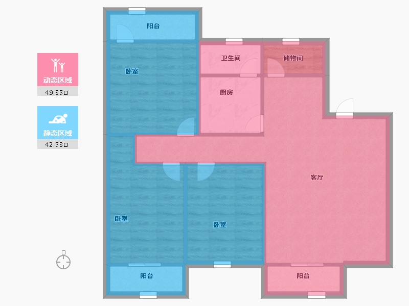 广东省-深圳市-桃花园住宅小区-83.00-户型库-动静分区