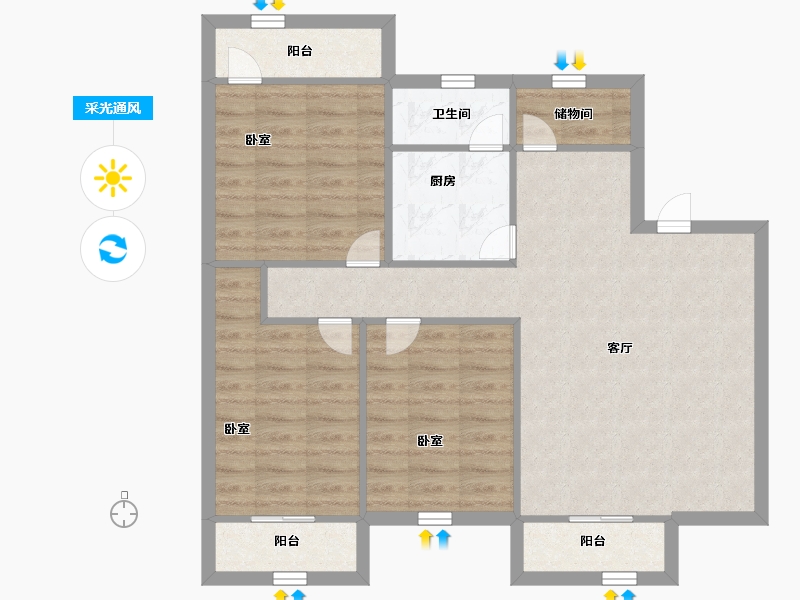 广东省-深圳市-桃花园住宅小区-83.00-户型库-采光通风