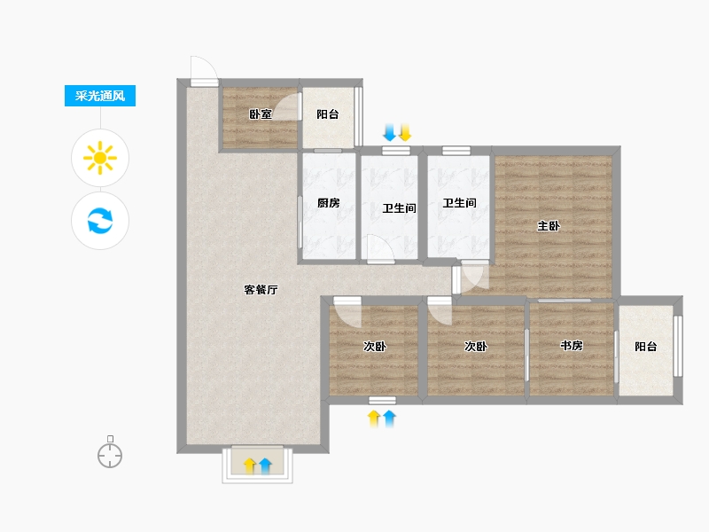 广东省-深圳市-港湾丽都-96.93-户型库-采光通风