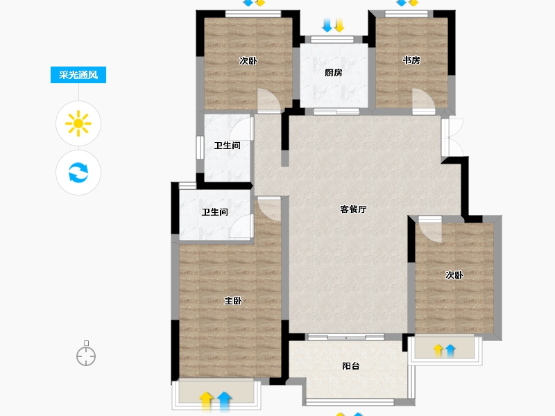 安徽省-合肥市-科创北城-104.00-户型库-采光通风