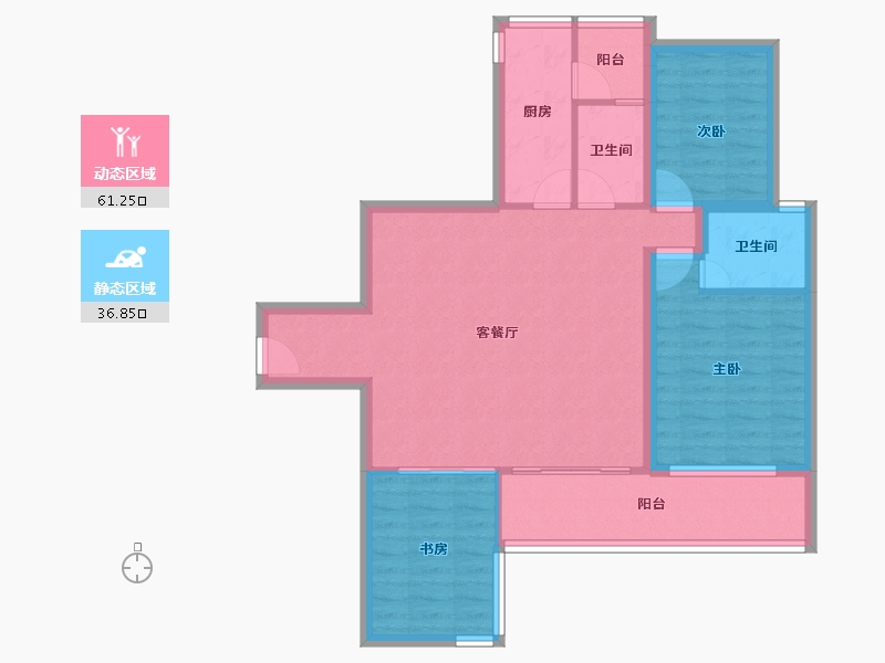 广东省-深圳市-合正锦湖逸园-87.85-户型库-动静分区