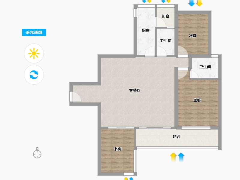 广东省-深圳市-合正锦湖逸园-87.85-户型库-采光通风