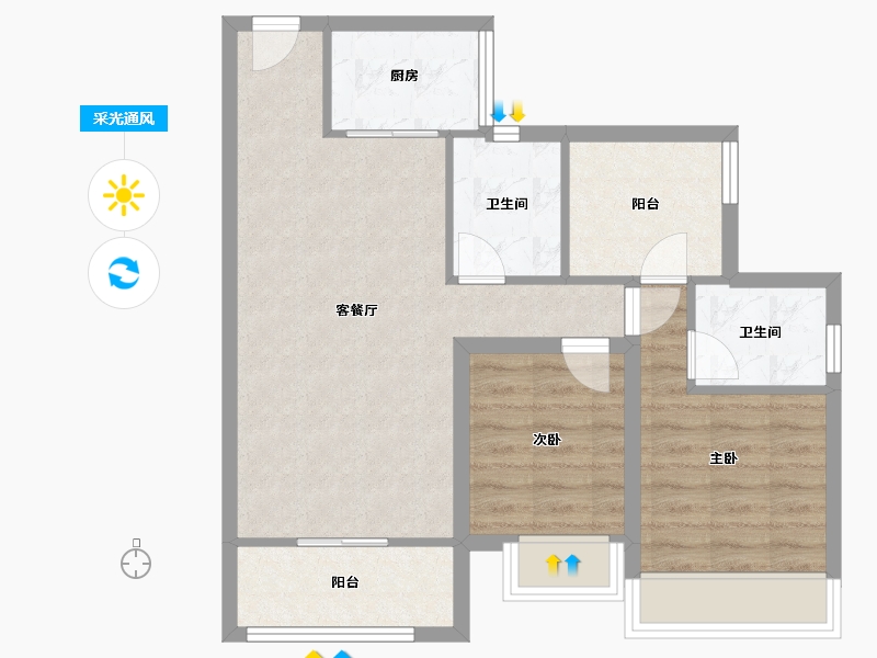 广东省-深圳市-华侨城四海云亭-68.99-户型库-采光通风