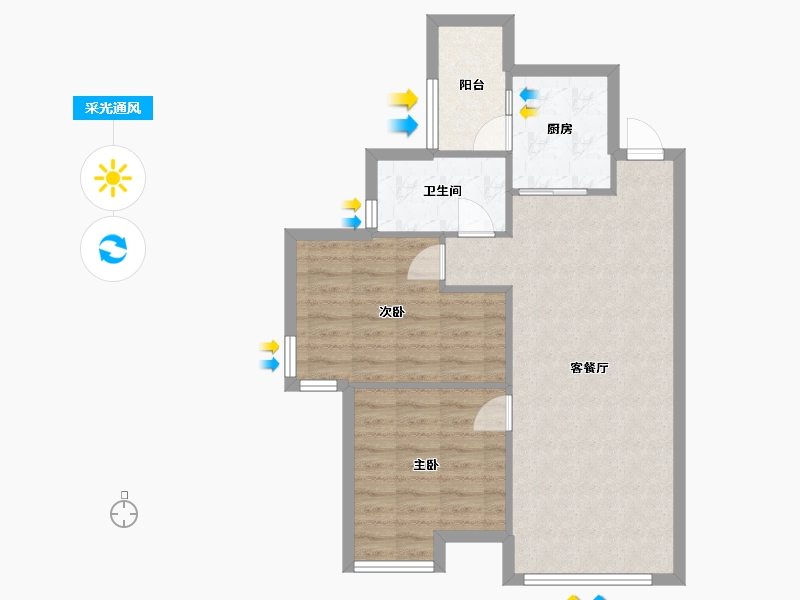 四川省-成都市-泰合新光华府-63.40-户型库-采光通风