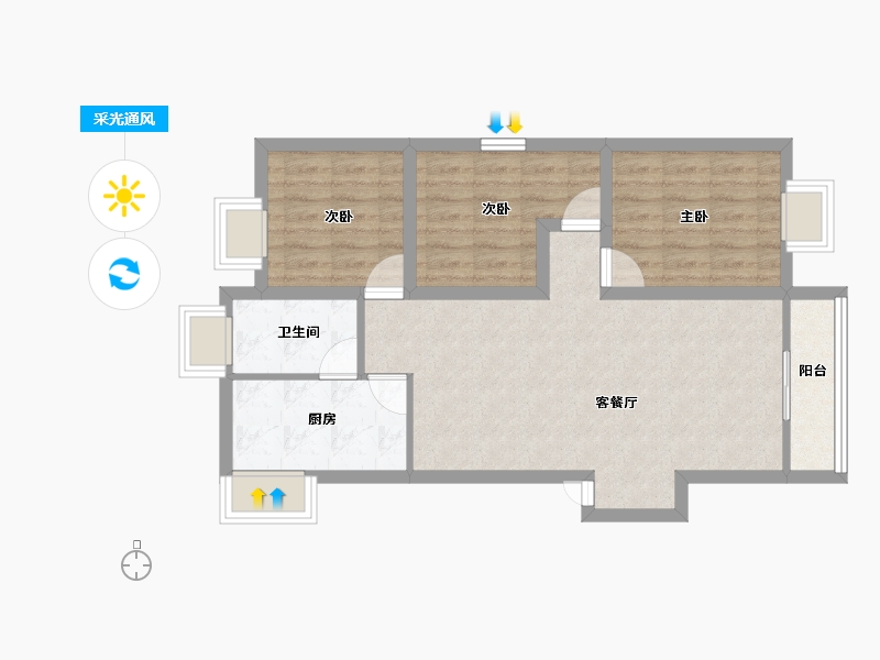 广东省-深圳市-马家龙方卉园-72.27-户型库-采光通风