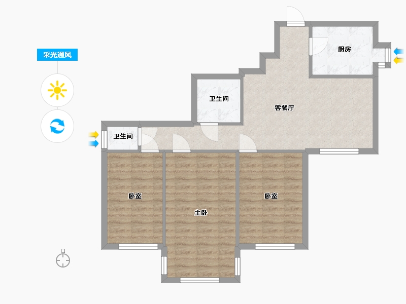 甘肃省-兰州市-甘肃省供销社家属院-82.40-户型库-采光通风