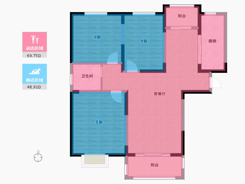 安徽省-合肥市-新海西苑-106.40-户型库-动静分区