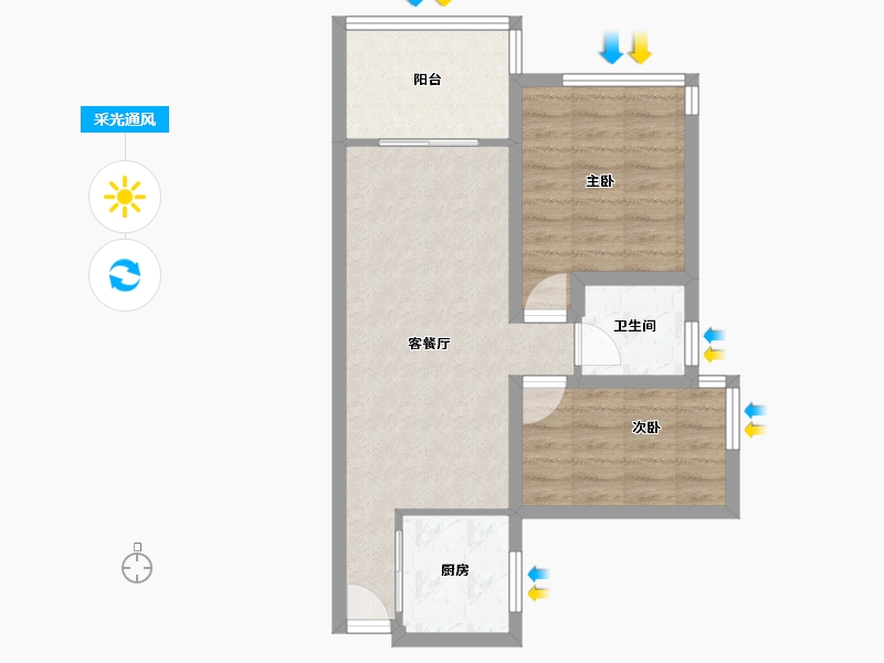 广东省-深圳市-海怡东方花园-56.74-户型库-采光通风