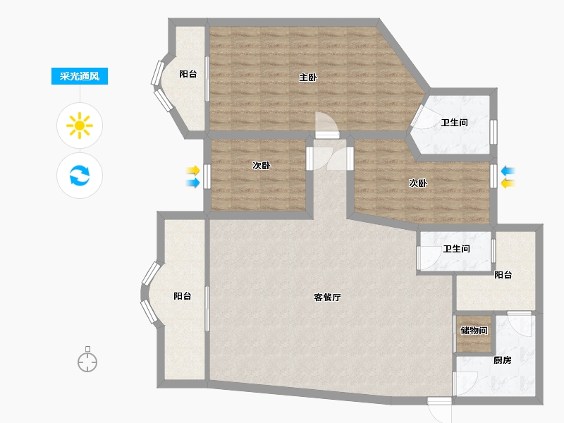 广东省-深圳市-汇宾广场-120.40-户型库-采光通风