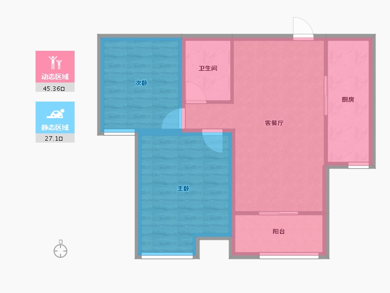 广东省-深圳市-宝龙嘉园-64.89-户型库-动静分区