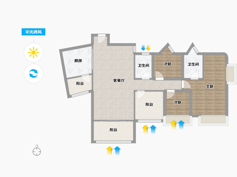 广东省-深圳市-金泓凯旋城-103.00-户型库-采光通风